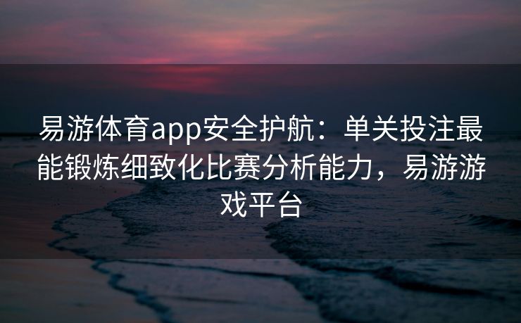 易游体育app安全护航：单关投注最能锻炼细致化比赛分析能力，易游游戏平台  第1张